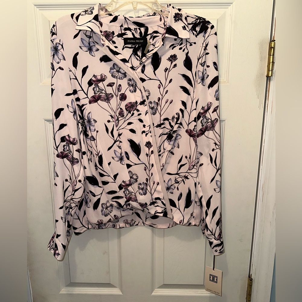 Ivanka Trump Floral Sheer Blouse  
Size Medium